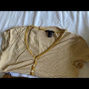 Strip mustard/ white shirt